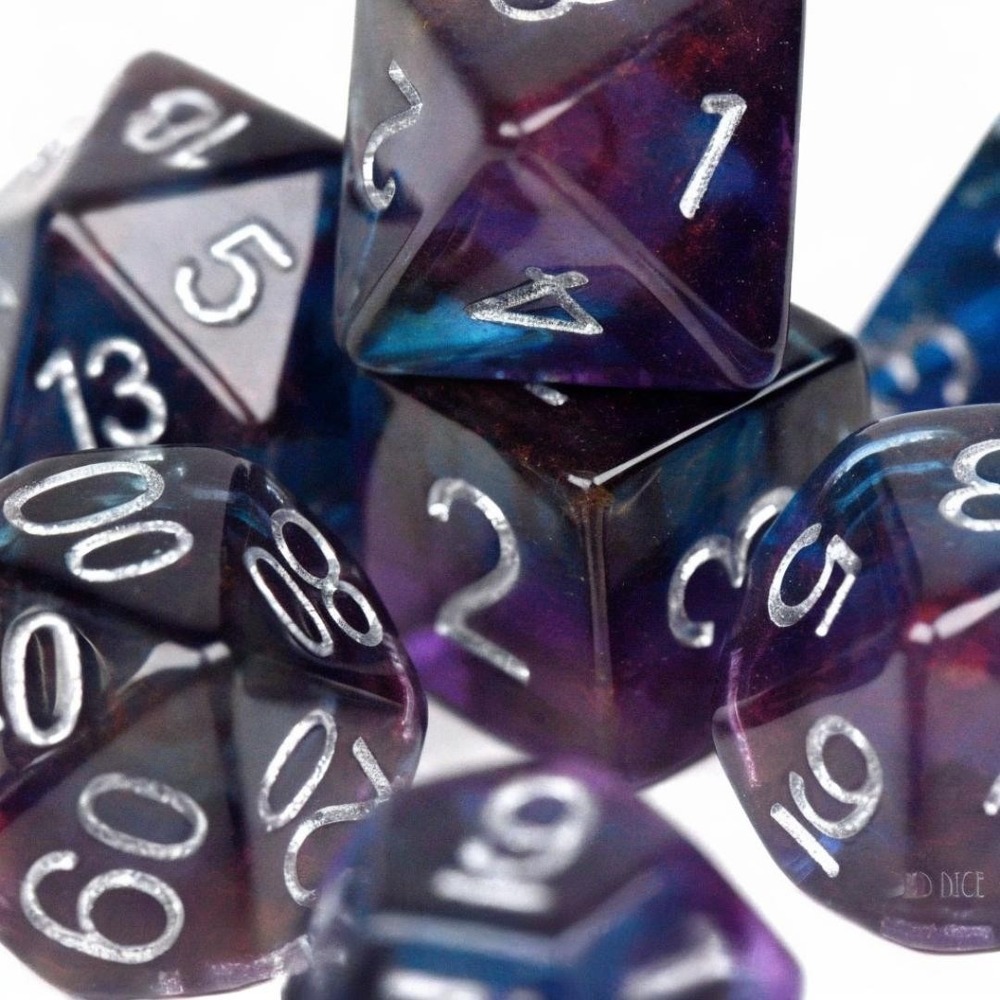 DND Dice Set - Dark Reflections - 7‎ Resin Dice - Fantasy RPG Tabletop Gaming